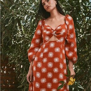 LOFT Orange Sunburst Mini Dress